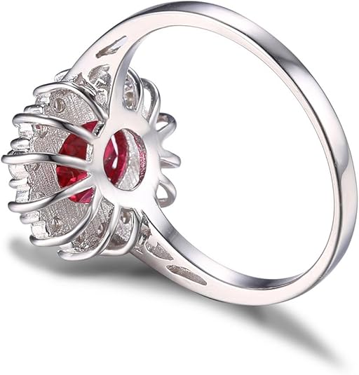 Anillo Halo de Rubí Clásico | Oro Blanco