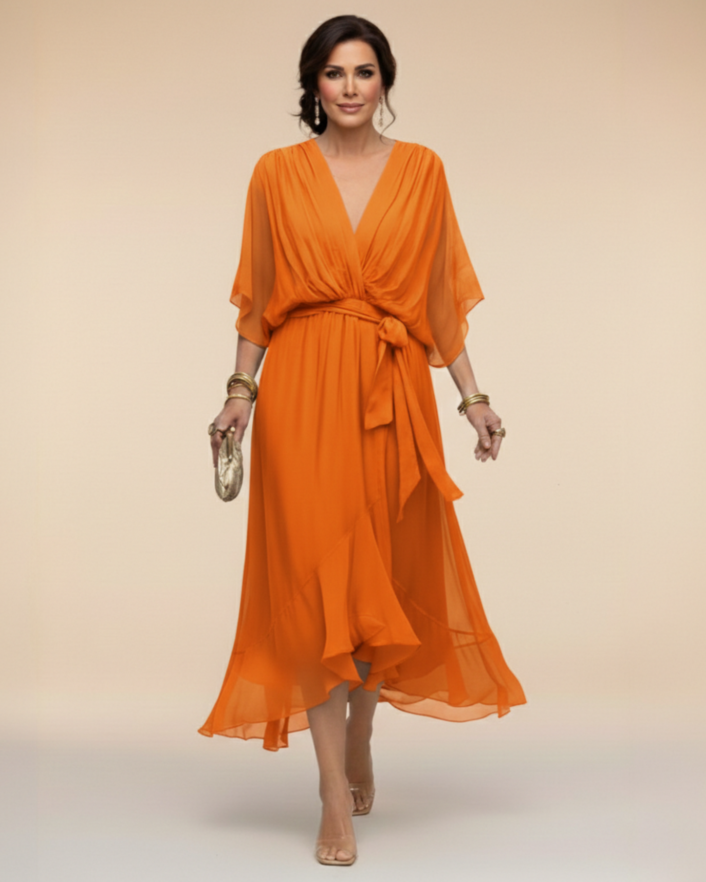 Julieta | Vestido de chifón escote en V