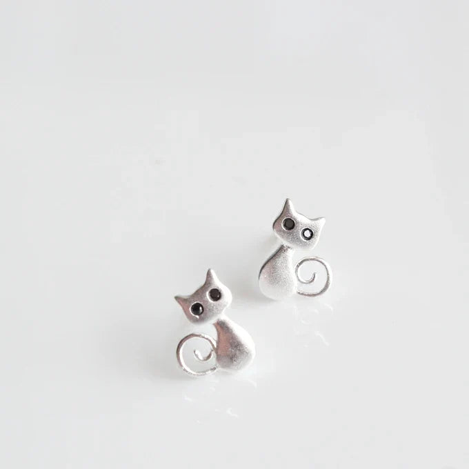 Pendientes de Gato Plateados