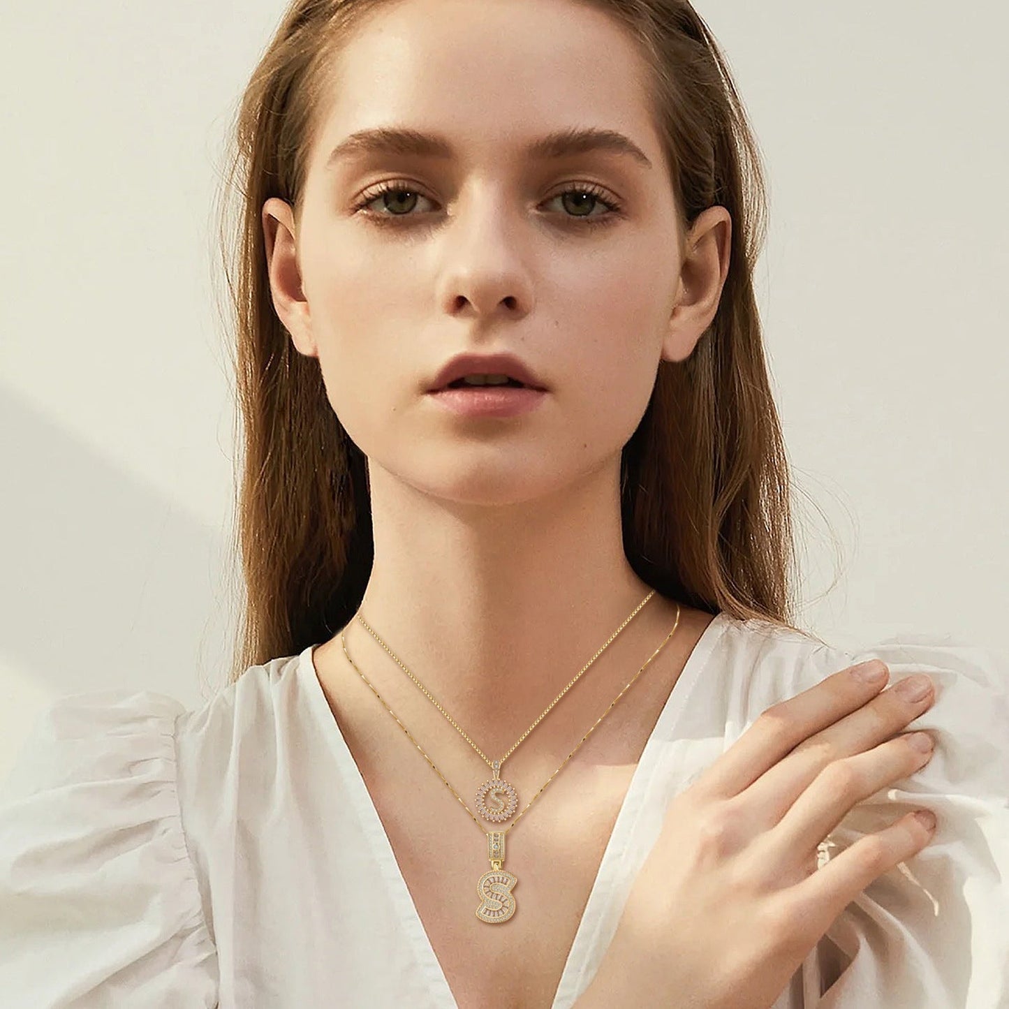 Conjunto de Collar de Inicial de Letra Elegante en Oro