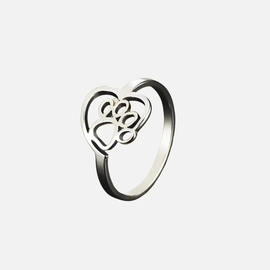 Anillo de Pata y Corazón en Tono Dorado