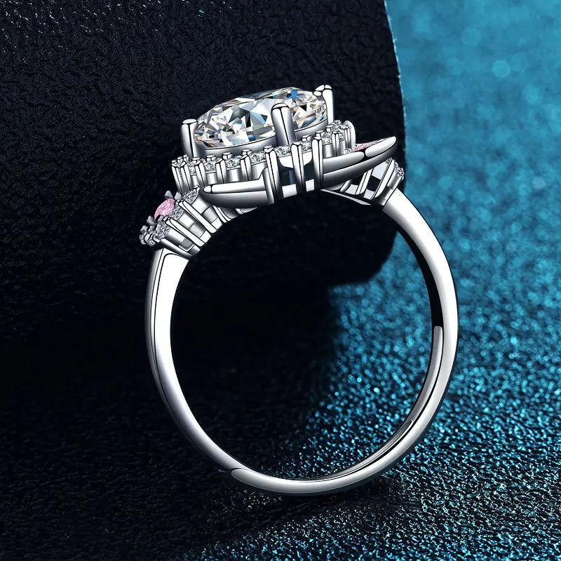 Anillo Ajustable de Orejas de Gato con Zirconia
