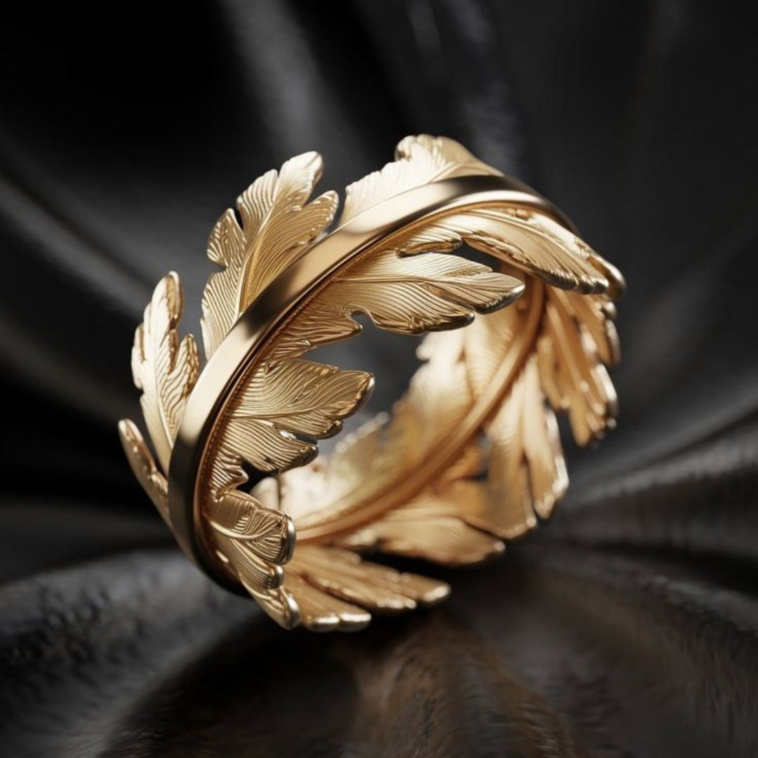 Anillo Exótico de Hoja en Oro