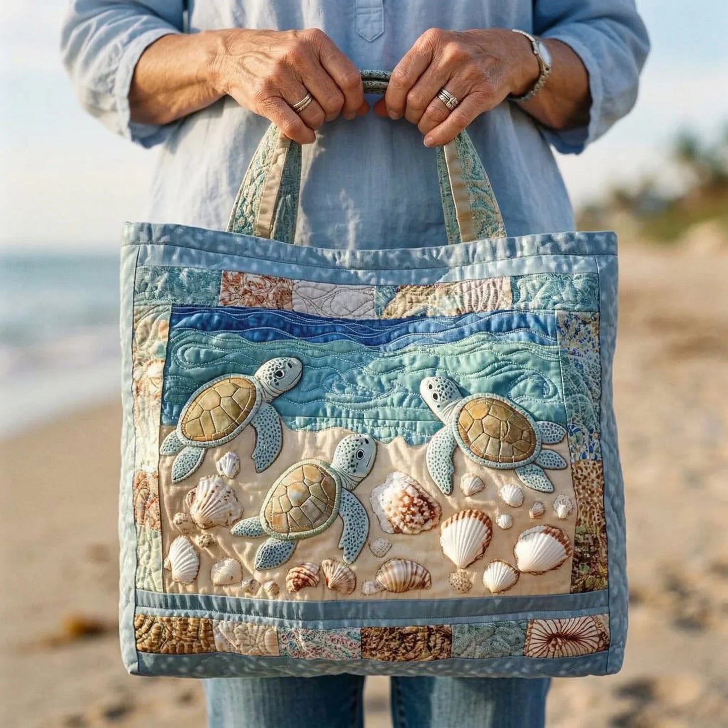Bolso Artisanal Acolchado - Tortugas Marinas