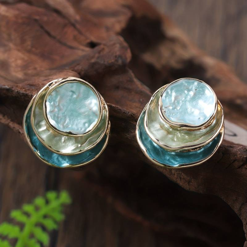 Pendientes redondos vintage de múltiples capas