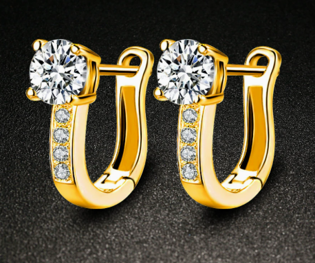 Pendientes Huggie de Canal de Oro Elegante