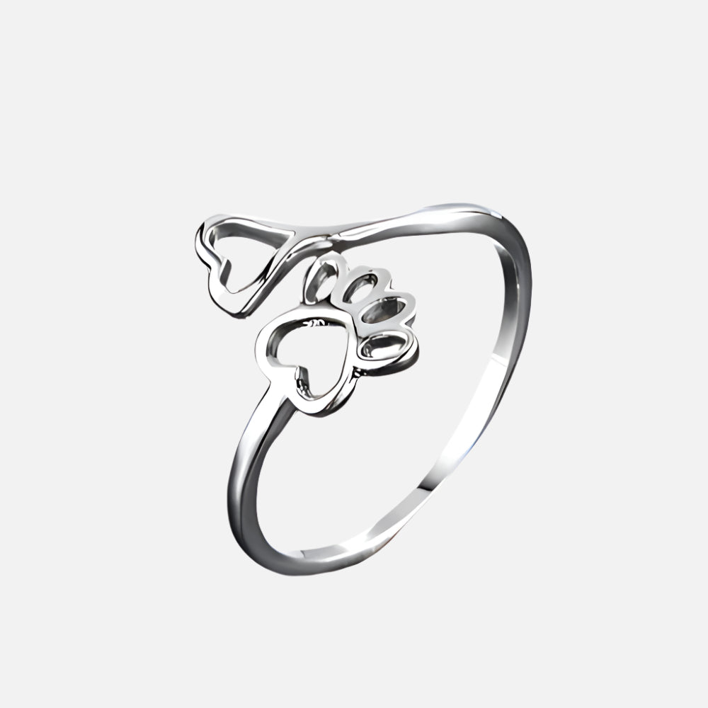 Anillo Ajustable de Pata y Corazón