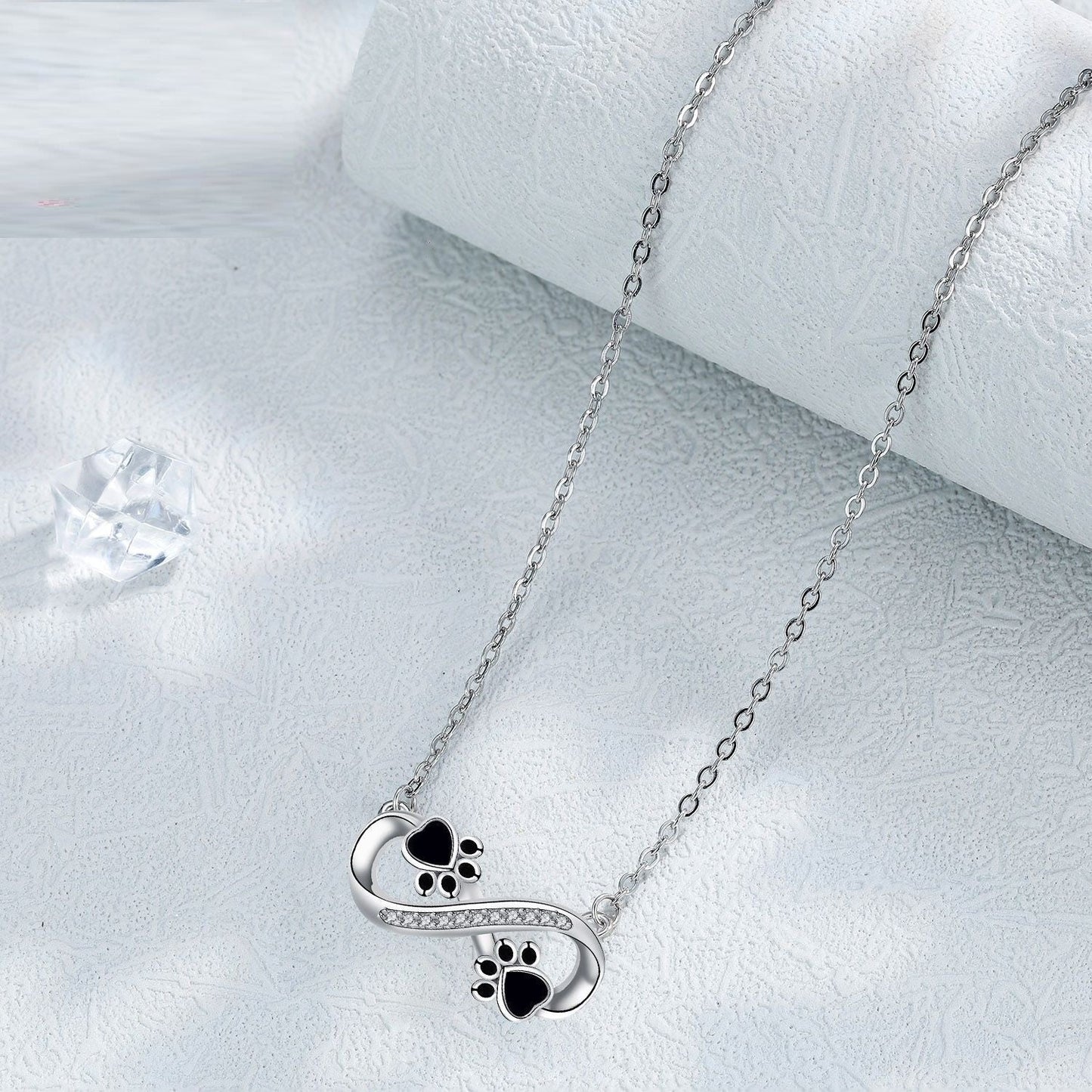 Collar de Huella de Pata con Infinito y Zirconia