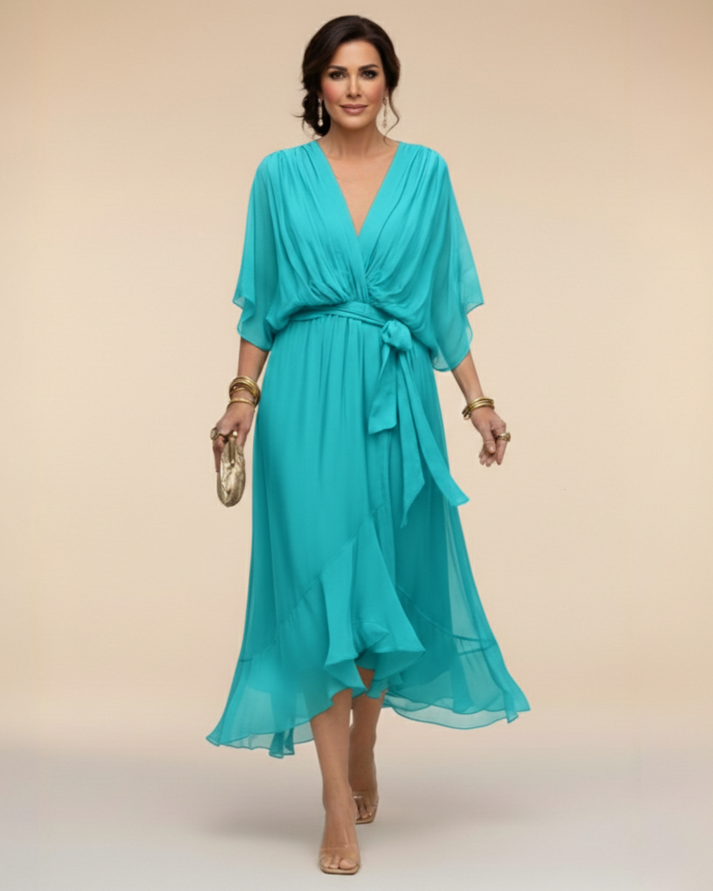 Julieta | Vestido de chifón escote en V