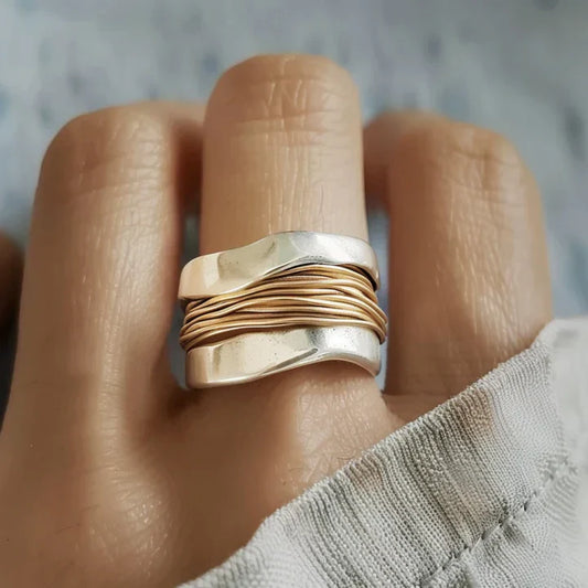 Anillo Hilo en Oro Vintage Plateado