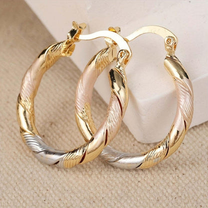 Pendientes Vintage de Aros Redondos en Oro, Plata y Rosa