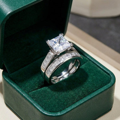 Exquisito Conjunto de Anillos de Promesa de Circonia