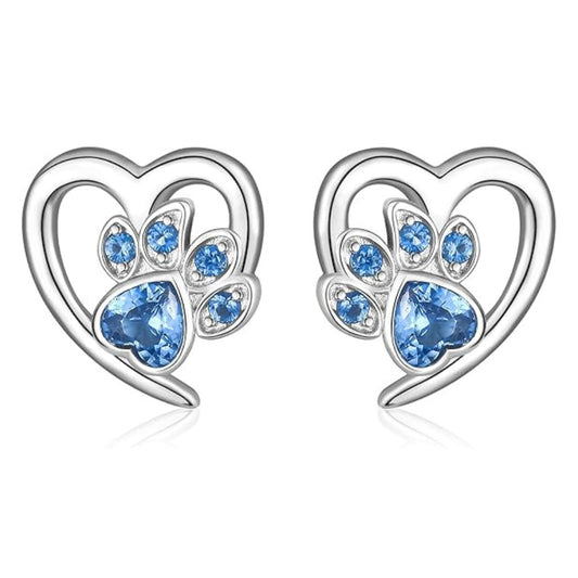 Pendientes de Pata y Corazón con Zirconia