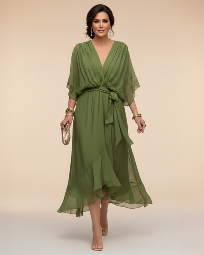 Julieta | Vestido de chifón escote en V