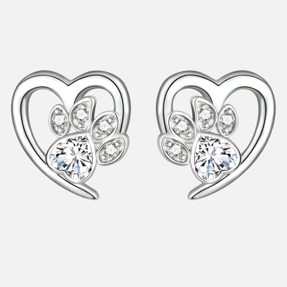 Pendientes de Pata y Corazón con Zirconia