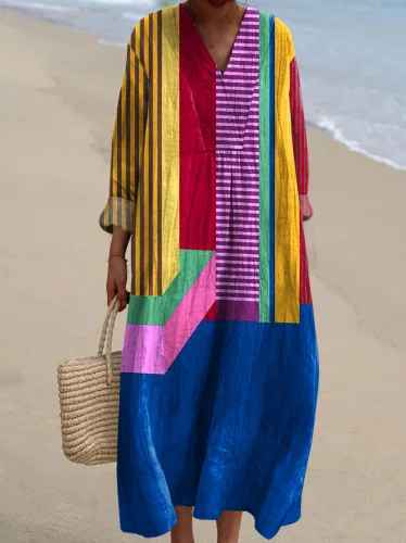 Vestido de Impresión Geométrica Retro para Mujeres