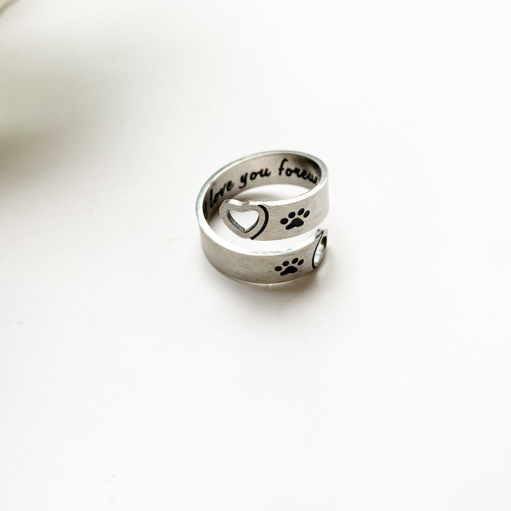 Anillo de Pata y Corazón Entrelazado Ajustable