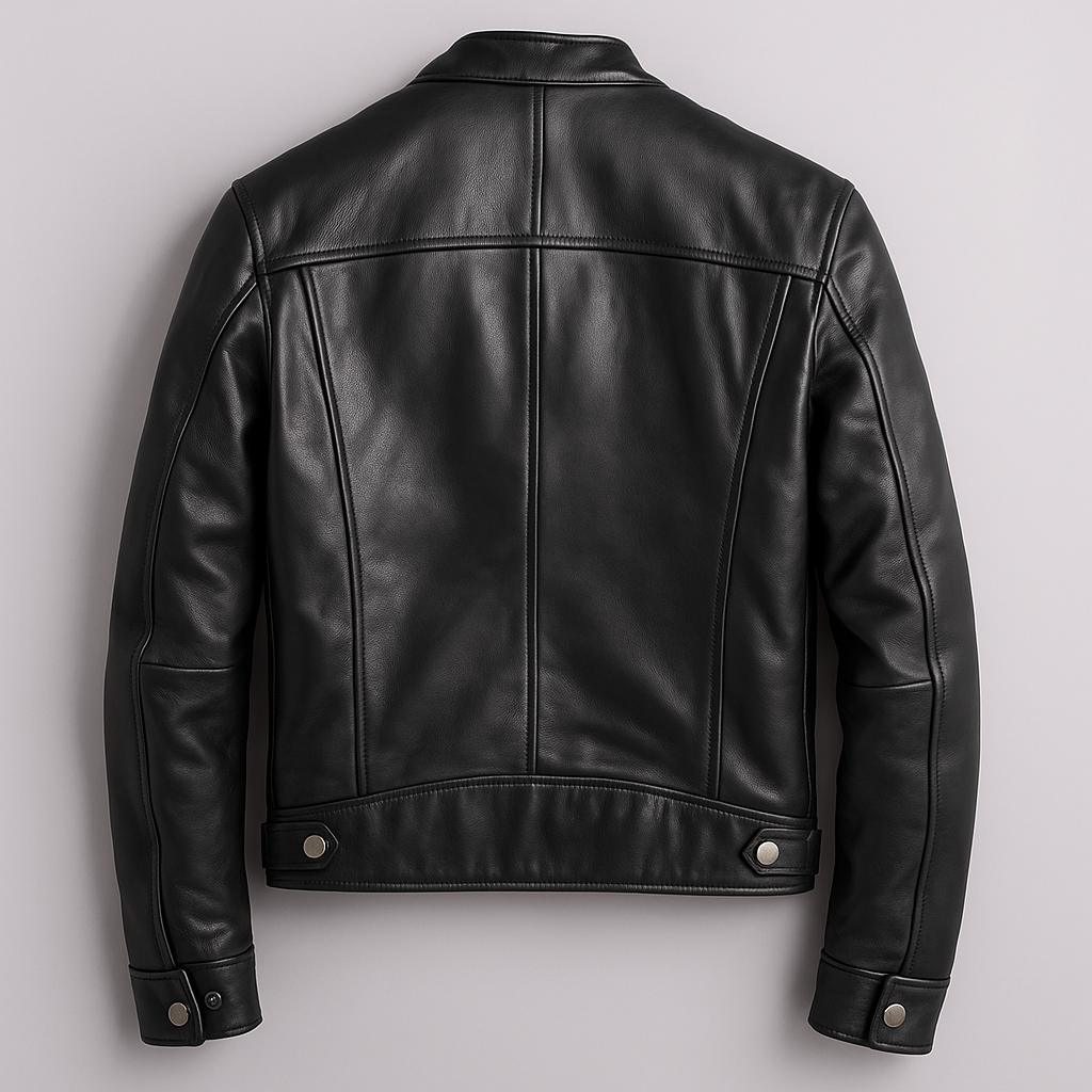 Jaromir - Chaqueta de Cuero Vintage con Cremallera