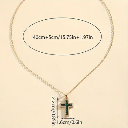 Collar Cruz de Esmeralda Solene | Oro