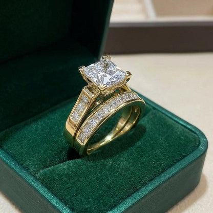 Exquisito Conjunto de Anillos de Promesa de Circonia