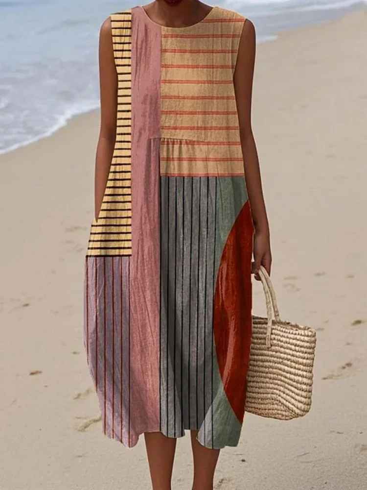 Rosenda – Vestido Geométrico de Verano