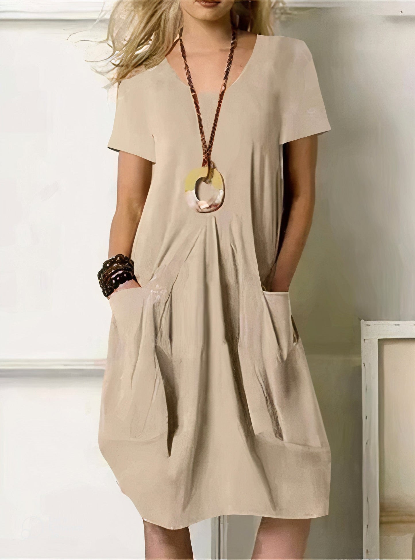 Gabrielle - Vestido Largo Suelto de Verano con Bolsillos