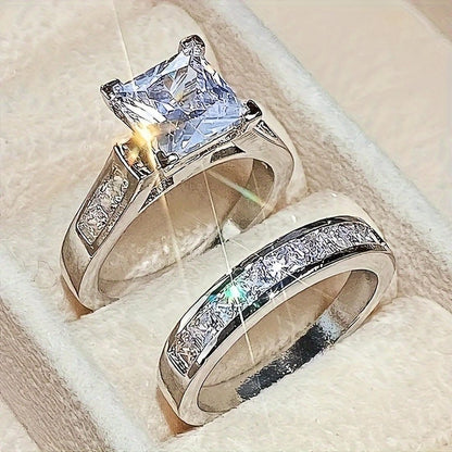 Exquisito Conjunto de Anillos de Promesa de Circonia