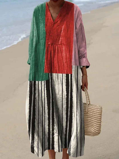 Vestido de Impresión Geométrica Retro para Mujeres