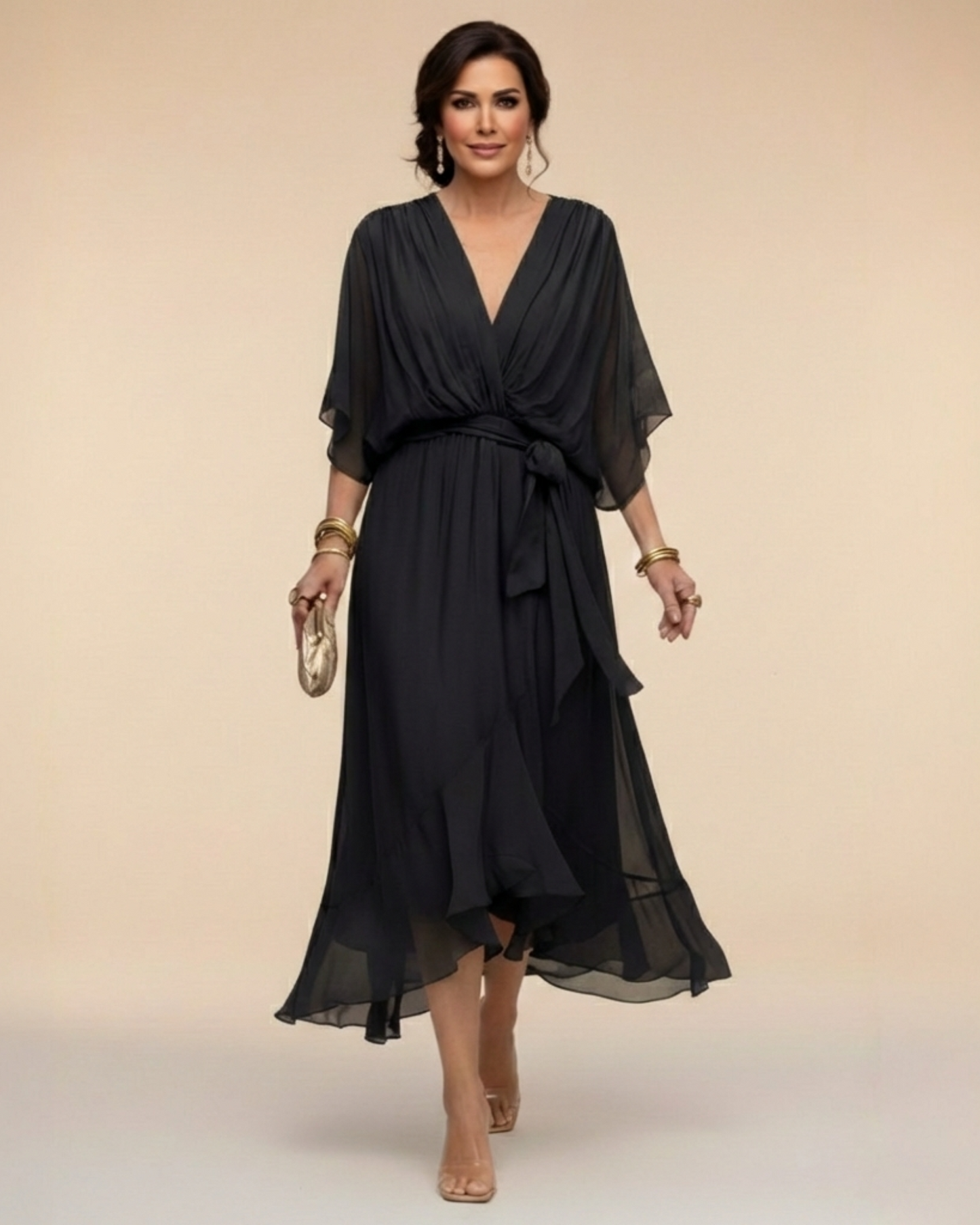 Julieta | Vestido de chifón escote en V