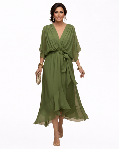 Julieta | Vestido de chifón escote en V