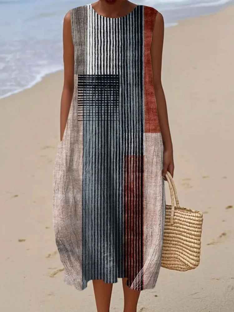 Rosenda – Vestido Geométrico de Verano