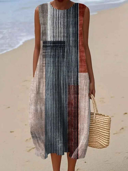 Rosenda – Vestido Geométrico de Verano