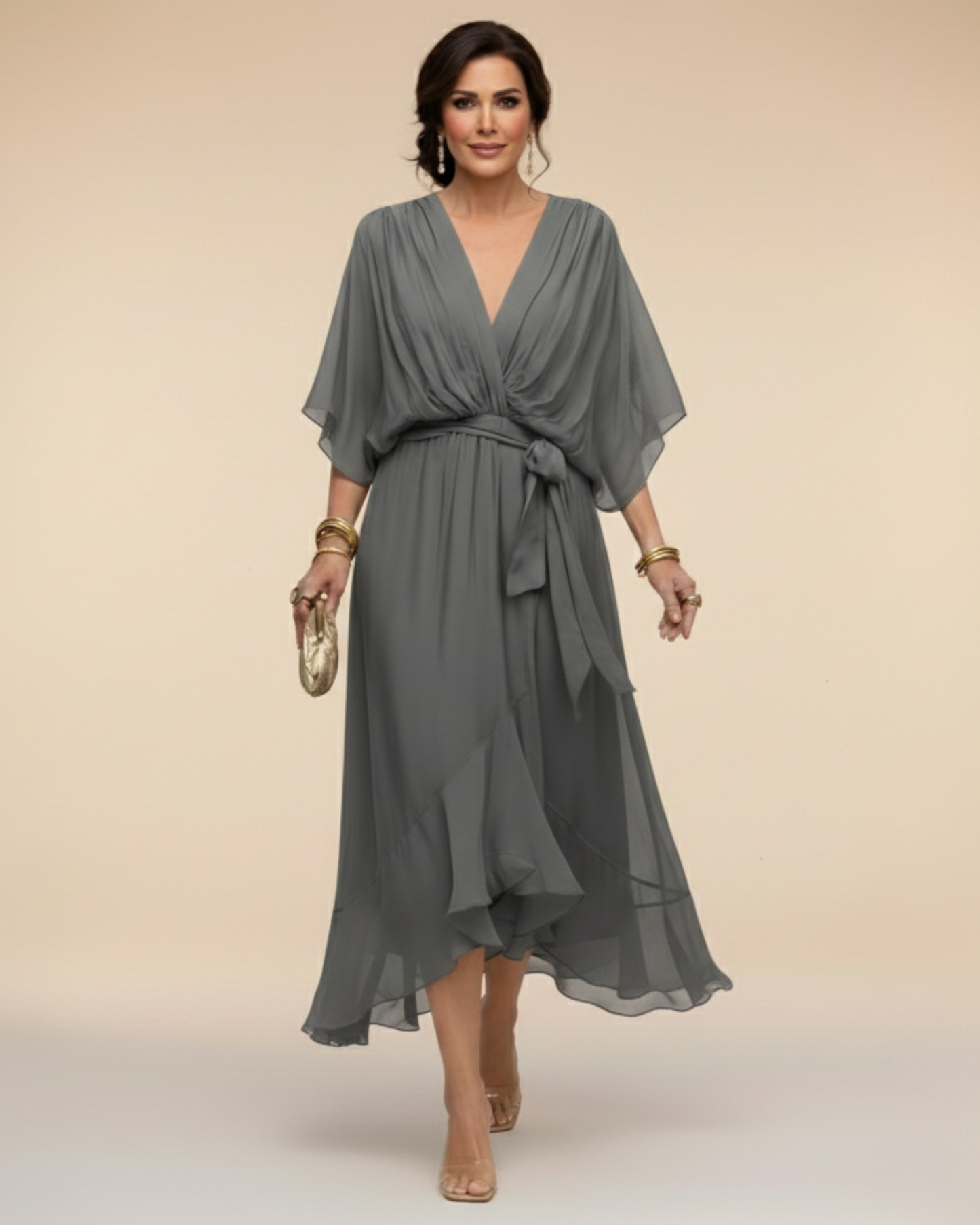Julieta | Vestido de chifón escote en V
