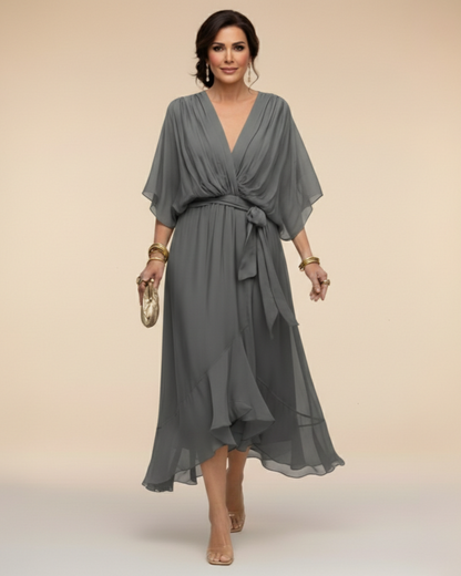 Julieta | Vestido de chifón escote en V
