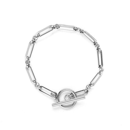 Pulsera de Eslabones T-Bar | Oro Blanco
