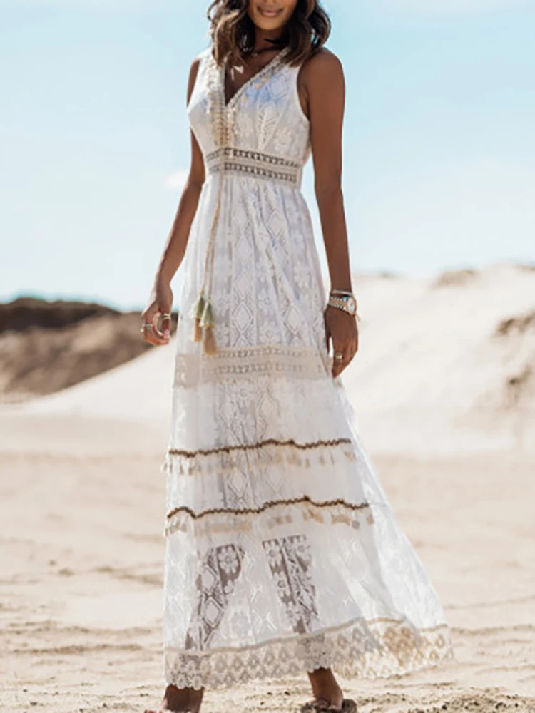 Emerson - Vestido Boho con Borlas y Cinta Ajustable