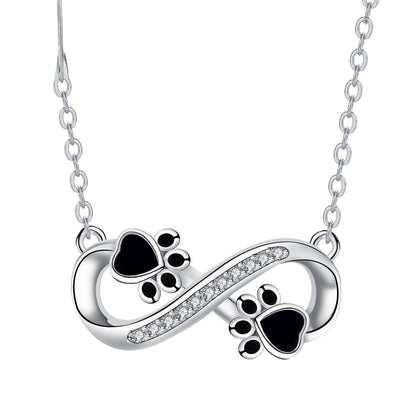 Collar de Huella de Pata con Infinito y Zirconia