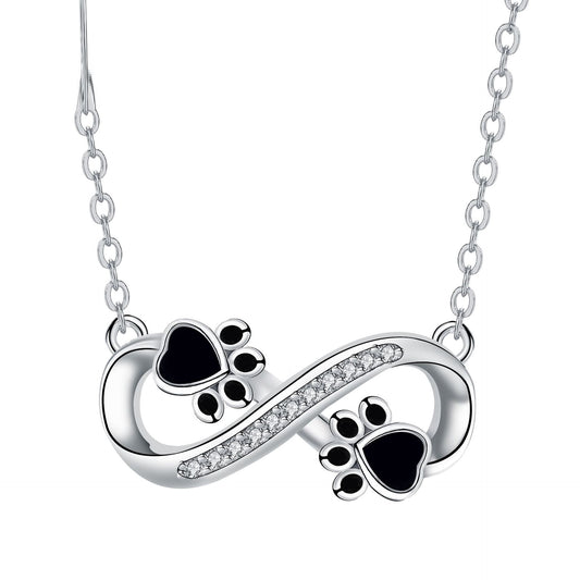 Collar de Huella de Pata con Infinito y Zirconia