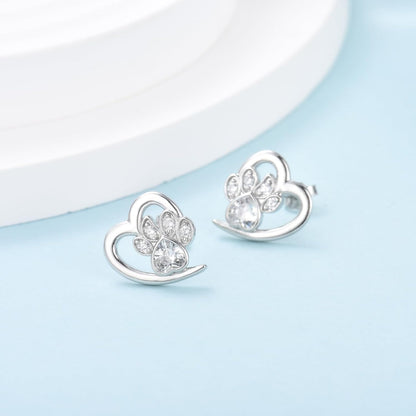 Pendientes de Pata y Corazón con Zirconia