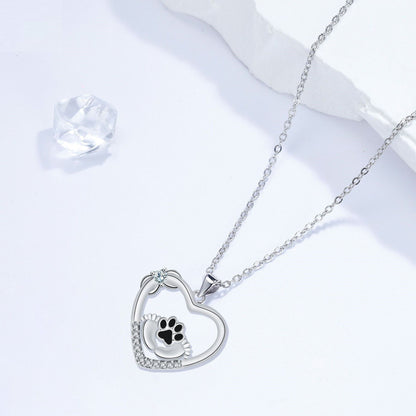 Collar de Huella de Patita de Perro y Zirconia