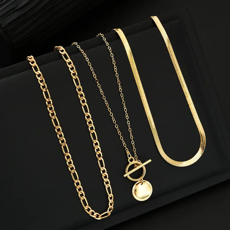 Collar de Capas de Moneda Texturizado Savira | Oro