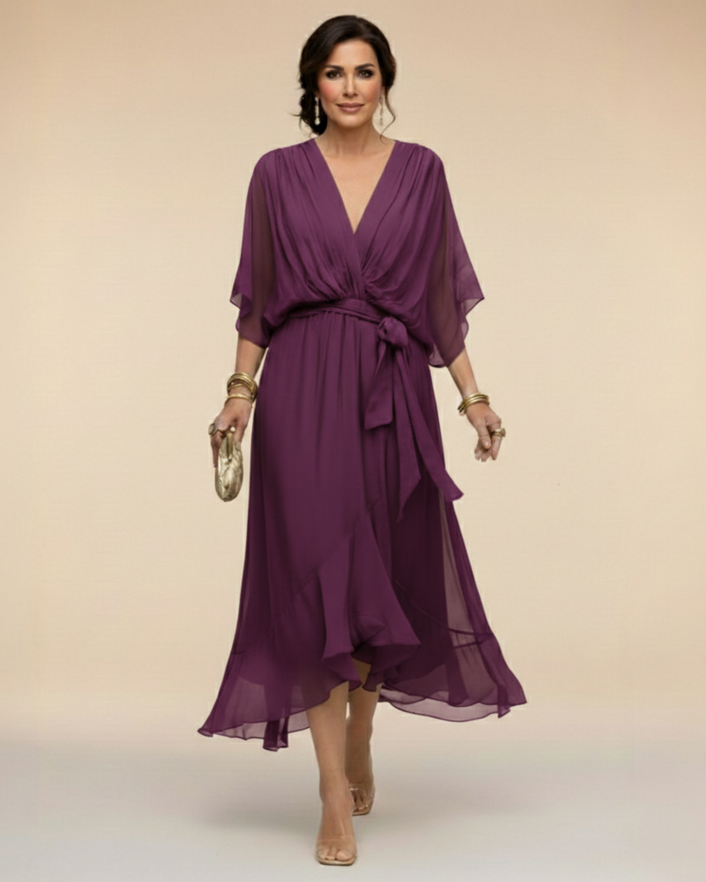 Julieta | Vestido de chifón escote en V