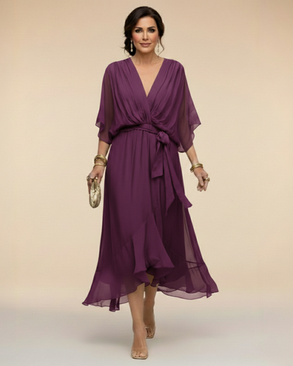 Julieta | Vestido de chifón escote en V
