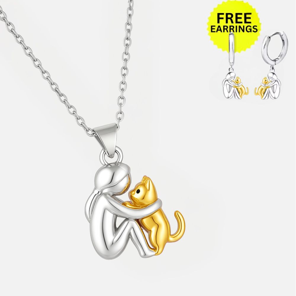 Collar de Abrazo de Gato con Pendientes de Regalo
