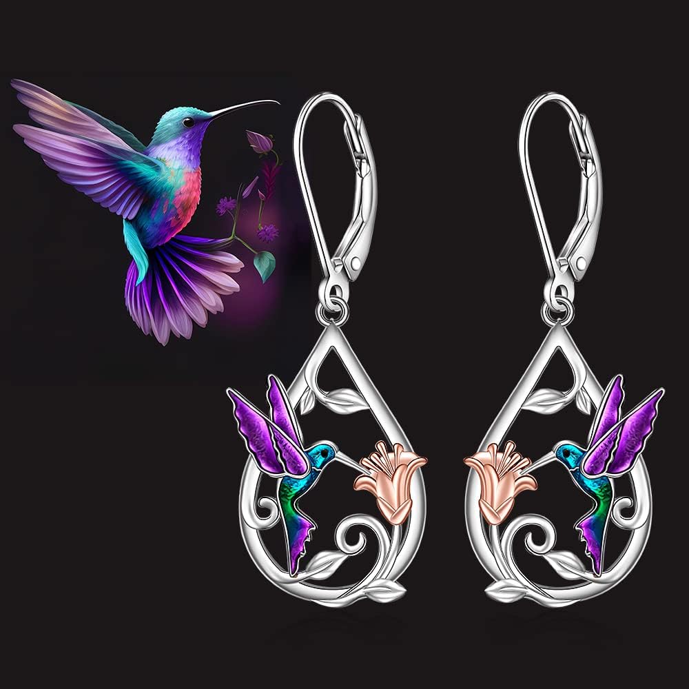 Collar de Colibrí para Mujer con Pendientes de Regalo