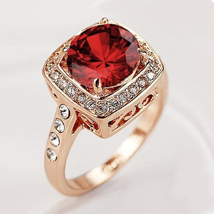 Anillo Declaración Halo de Rubí | Oro Rosa