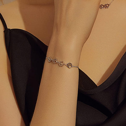 Pulsera de Huella de Pata en Plata de Ley