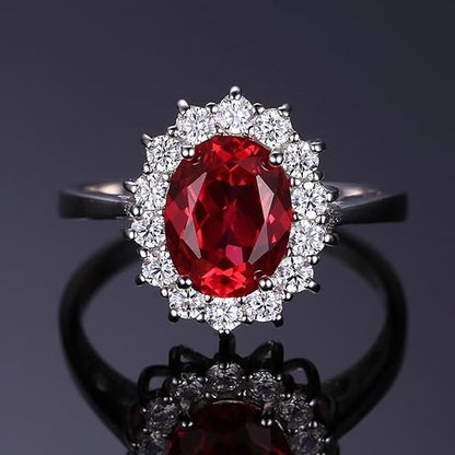 Anillo Halo de Rubí Clásico | Oro Blanco