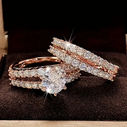 Conjunto de Anillos de Oro Elegante Radiancia Eterna