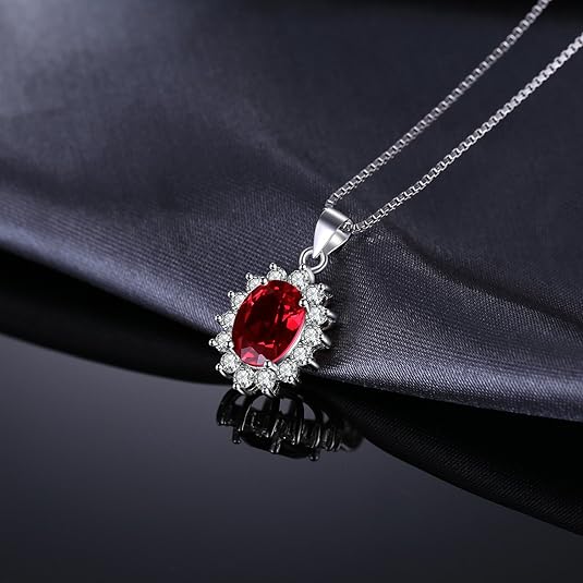 Collar Halo de Rubí Clásico | Oro Blanco